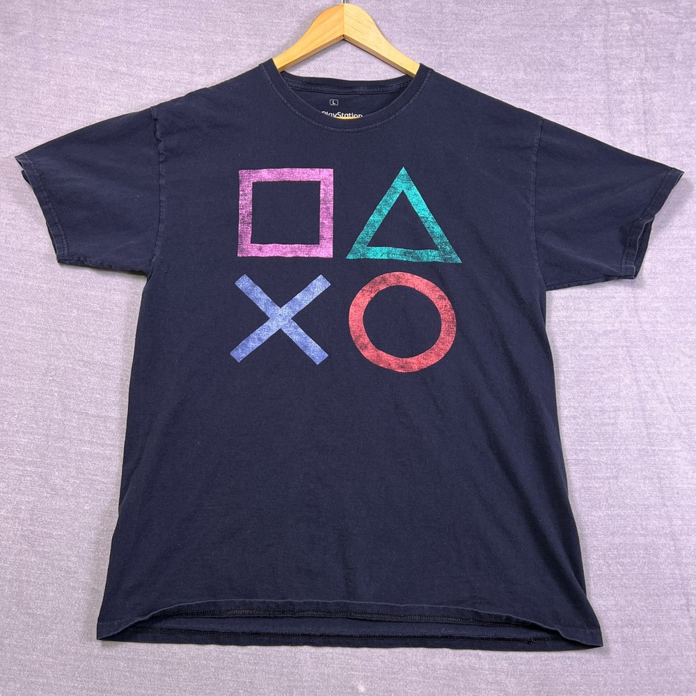 PlayStation Graphic Tee Regular Fit Logo Icon T-Shirt Mens Large Black Cotton